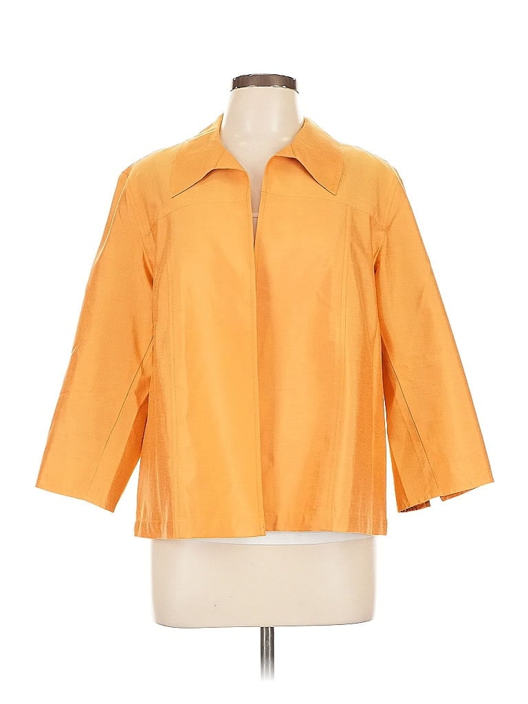 Pre-owned Coldwater Creek 3/4 Sleeve Button Down Shirt In Orange