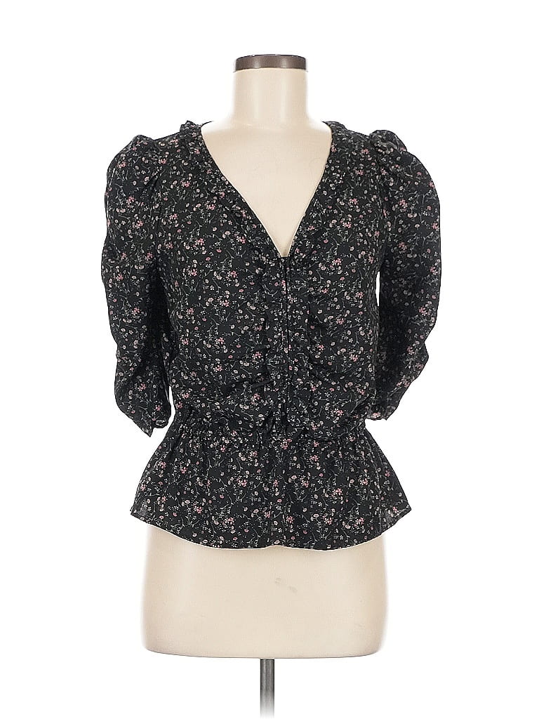 Pre-owned Sophie Max 3/4 Sleeve Blouse In Black