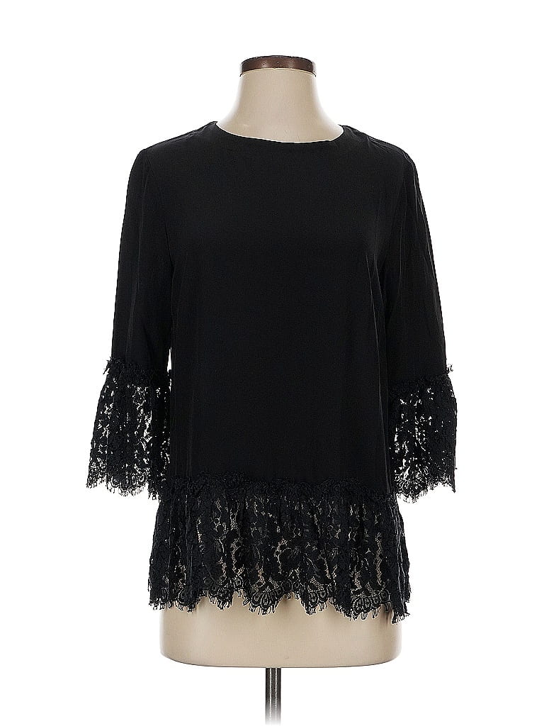 Pre-owned Nicole Miller 3/4 Sleeve Blouse In Black