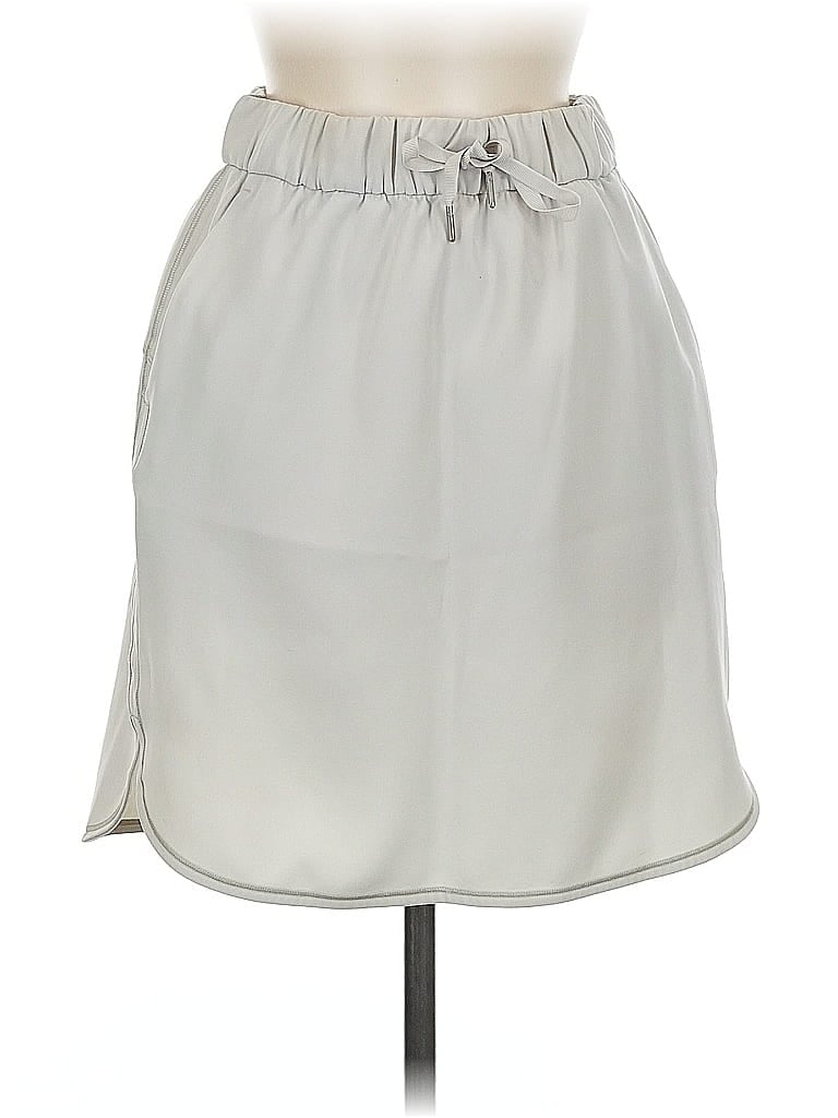 Pre-owned Lululemon Athletica Faux Leather Skirt In Silver