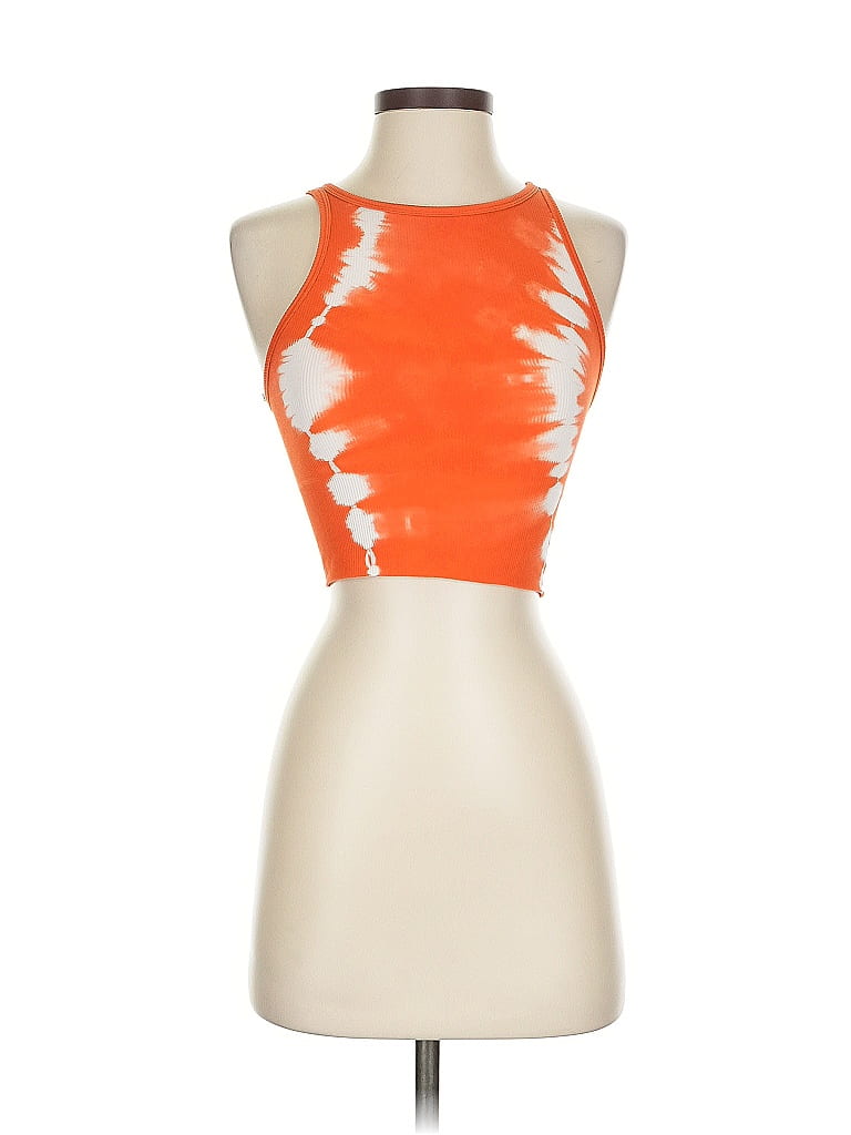 Pre-owned Unbranded Tank Top Orange Halter Neckline Tops