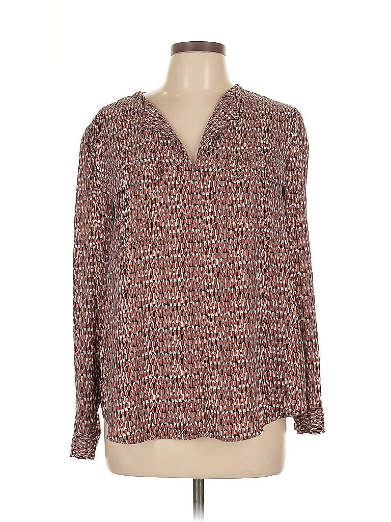 Pre-owned Jones New York Long Sleeve Blouse In Brown