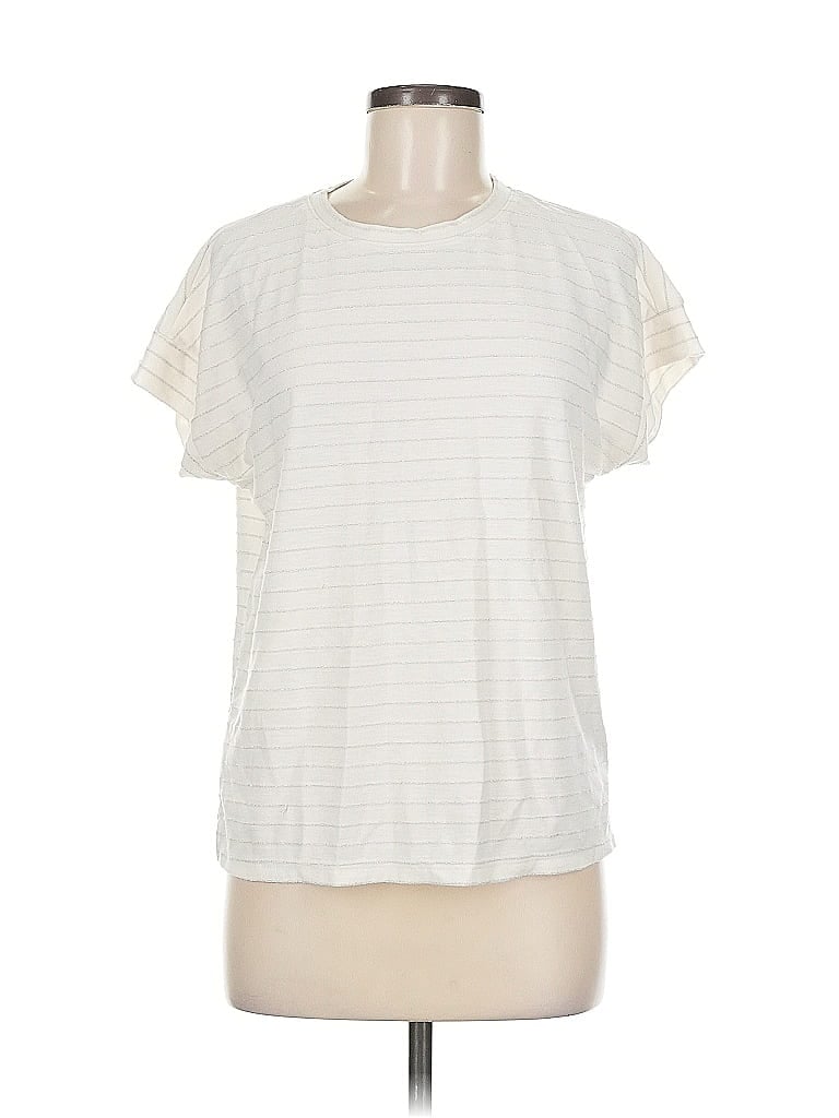 Pre-owned Ellen Tracy Short Sleeve T-shirt In White