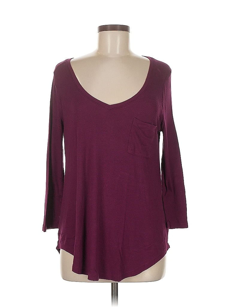 Pre-owned Merona 3/4 Sleeve T-shirt In Burgundy