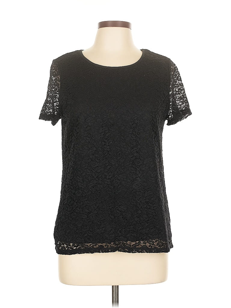 Pre-owned Premise Short Sleeve Top Black Crew Neck Tops