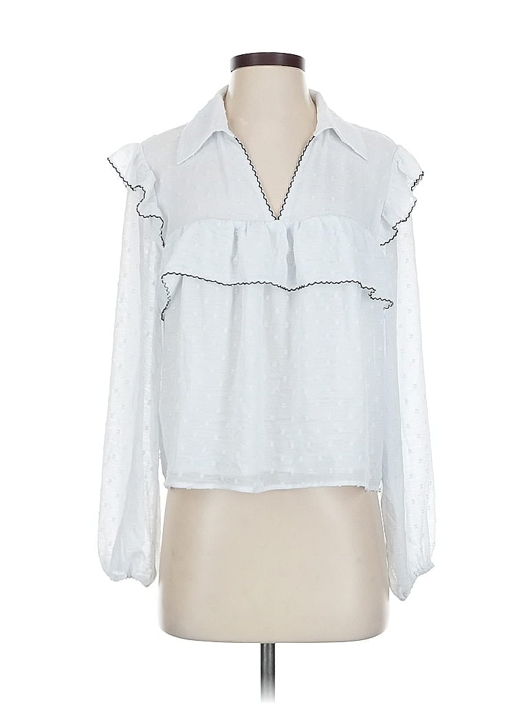 Pre-owned Versona Long Sleeve Blouse In Silver