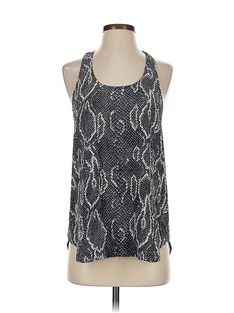 Click to view more detailed imagery on our partner's website Pre-owned Acrobat Sleeveless Silk Top Gray Halter Neckline Tops
