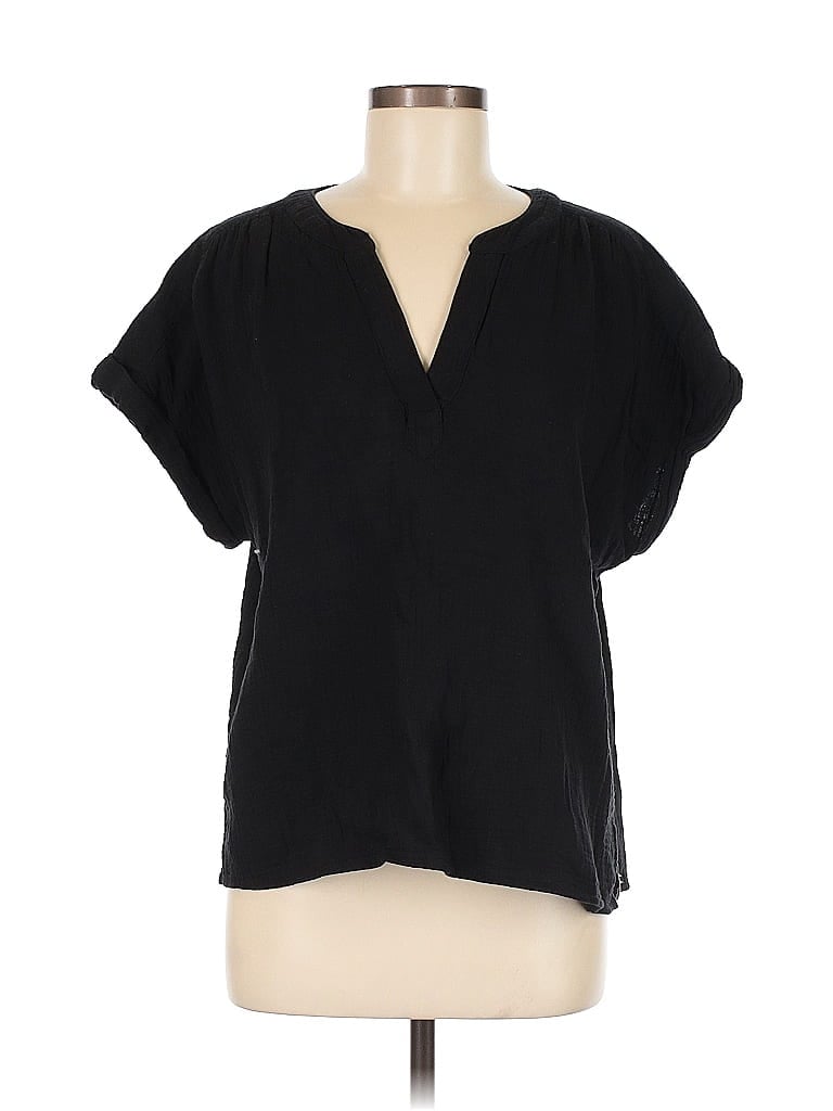 Pre-owned Tommy Bahama Short Sleeve Blouse In Black