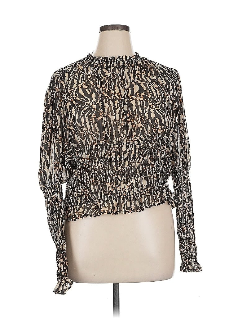 HALOGEN Pre-owned Long Sleeve Blouse In Brown
