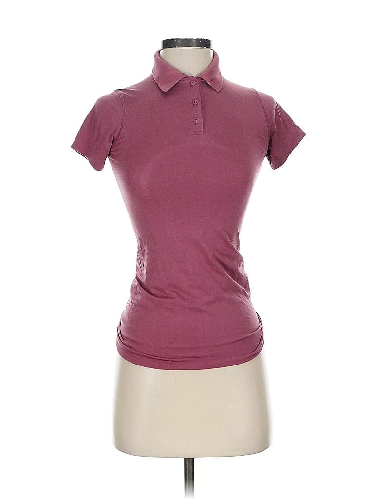 Pre-owned Lululemon Athletica Short Sleeve Polo Shirt In Burgundy