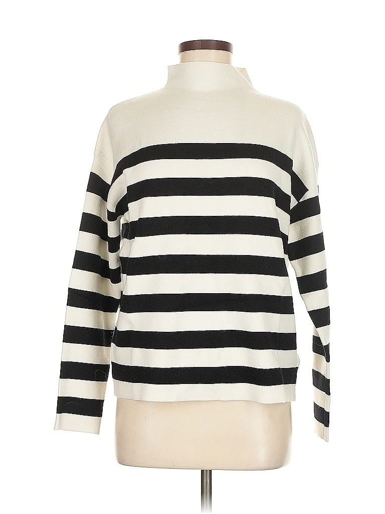 Pre-owned Nicole Miller Turtleneck Sweater In White