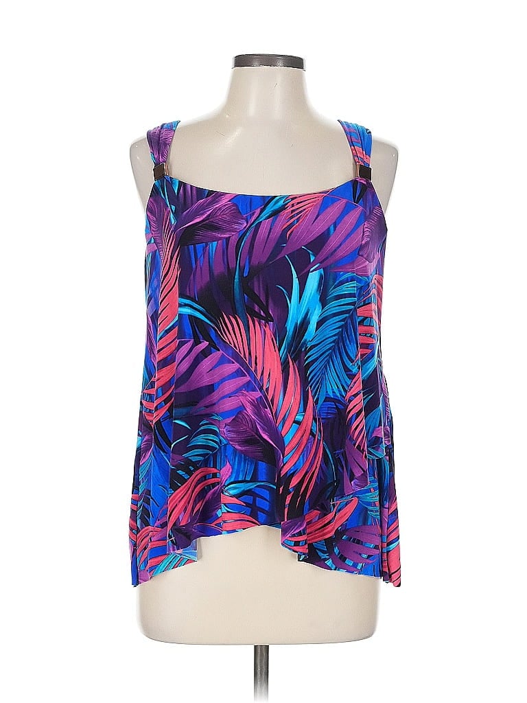 Pre-owned Miraclesuit Tank Top Purple Halter Neckline Tops