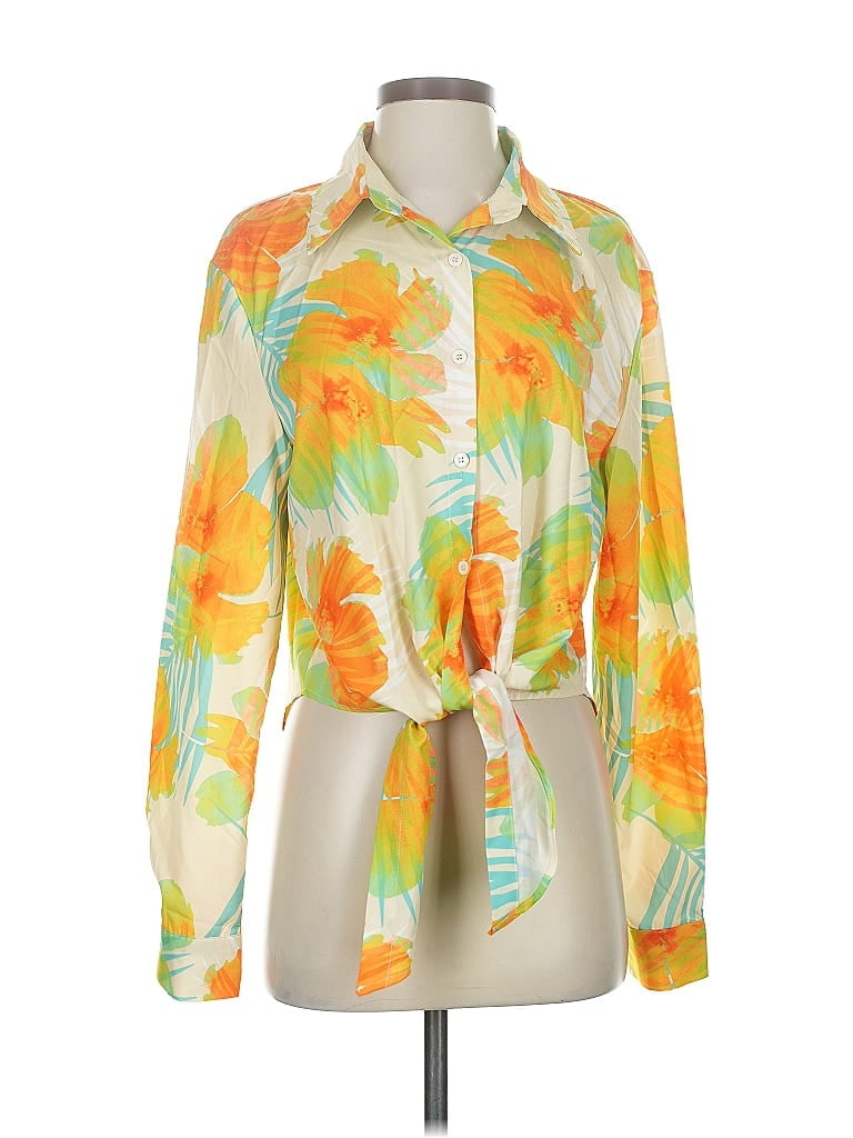 Pre-owned Cider Long Sleeve Blouse In Yellow