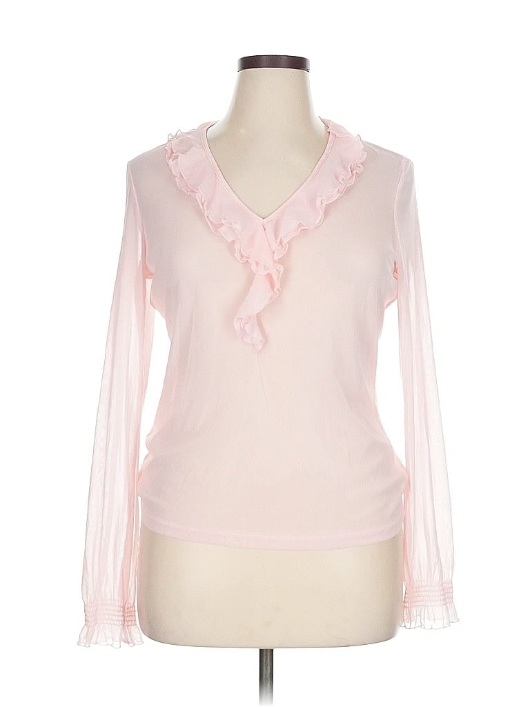 Pre-owned New York And Company Long Sleeve Blouse In Pink