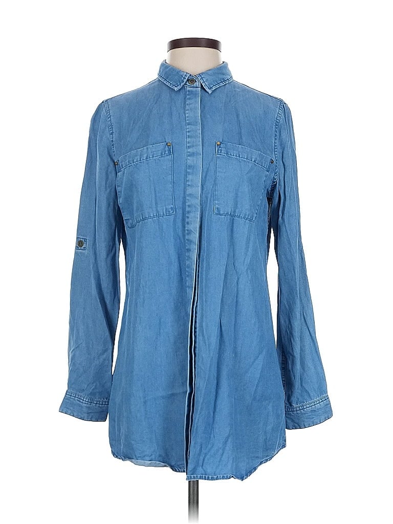 Pre-owned Lulus Long Sleeve Button Down Shirt In Blue