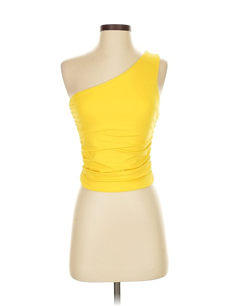 Pre-owned Superdown Sleeveless Top Yellow One Shoulder Neckline Tops