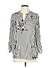 Black Rainn 100% Polyester Stripes Silver 3/4 Sleeve Blouse Size L - photo 1