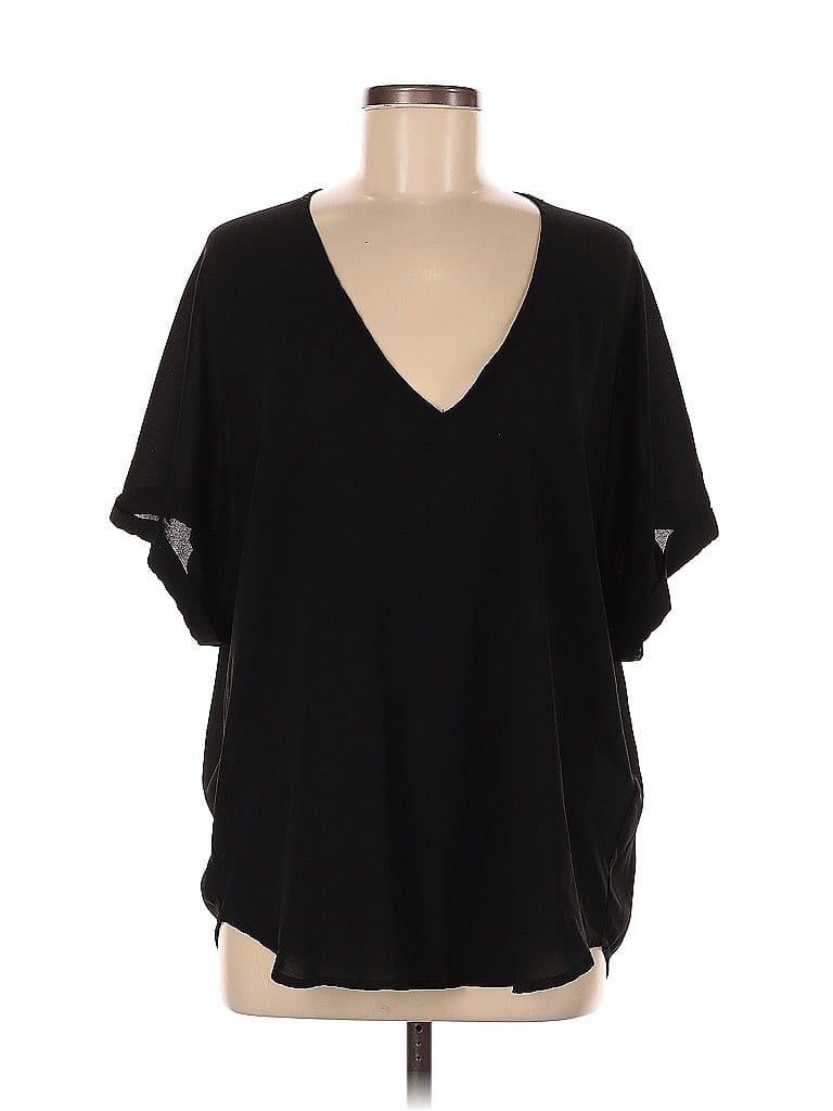 Pre-owned Lush Short Sleeve Blouse In Black