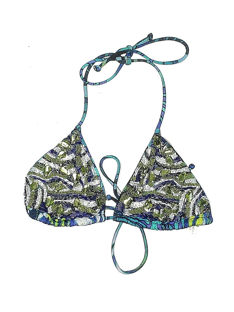Click to view more detailed imagery on our partner's website Pre-owned Victoria's Secret Swimsuit Top Green Print Pattern Swimwear
