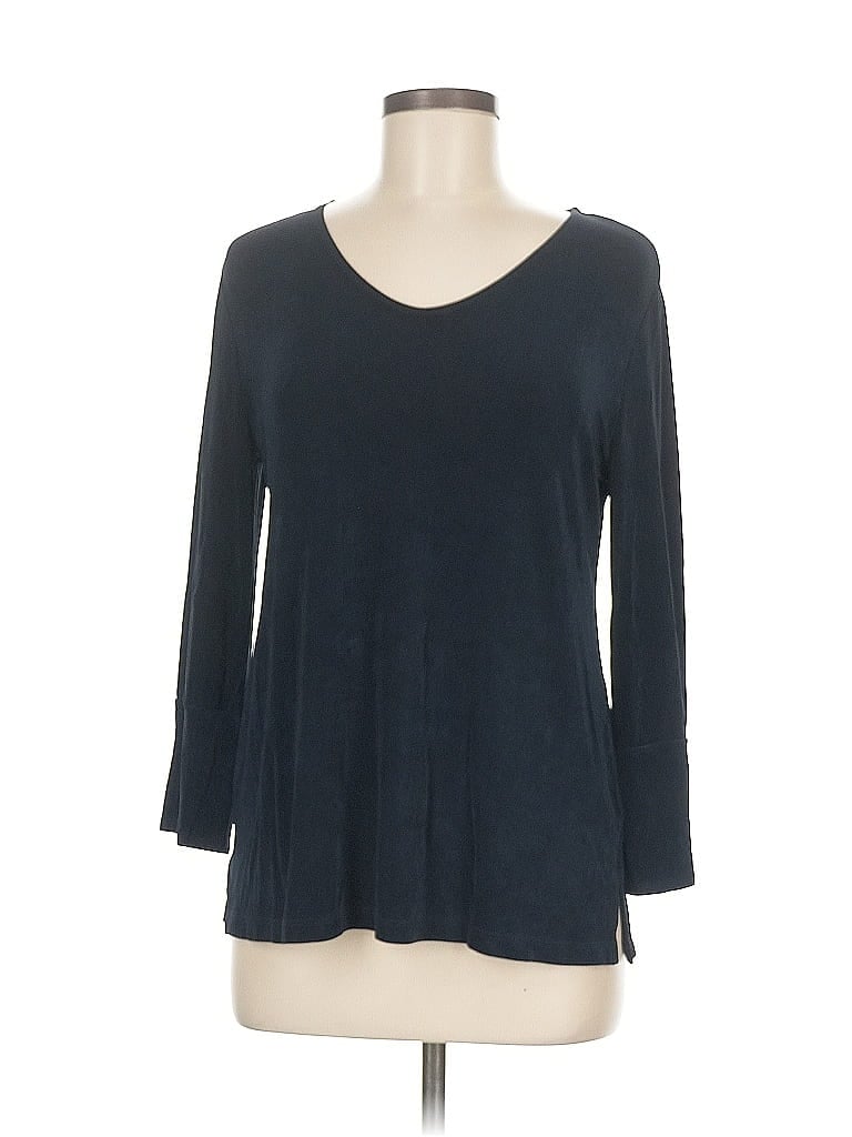 Pre-owned Travelers By Chico's 3/4 Sleeve Top Black Scoop Neck Tops