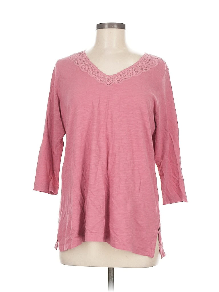 Click to view more detailed imagery on our partner's website Pre-owned Jjill 3/4 Sleeve Top Pink V Neck Tops