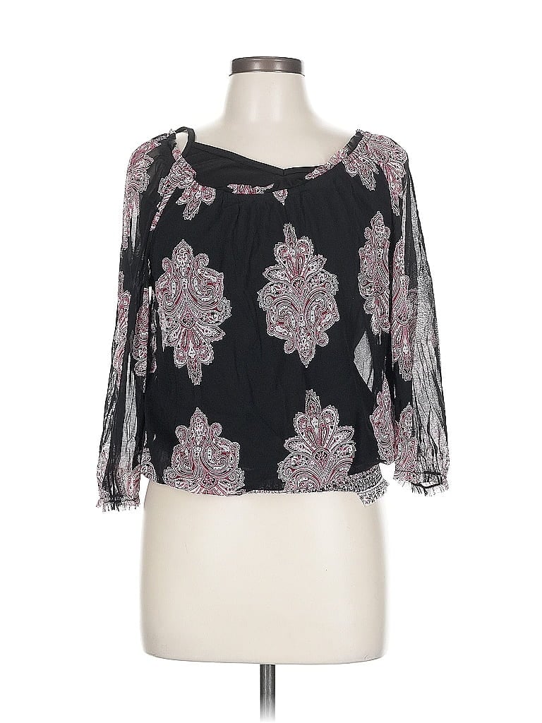 Pre-owned Inc International Concepts 3/4 Sleeve Blouse In Black