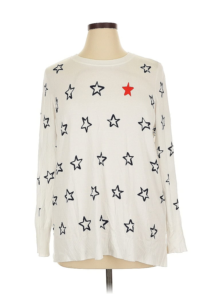 Pre-owned Marled By Reunited Pullover Sweater In White