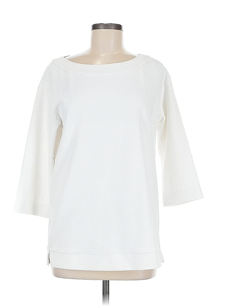 Pre-owned Doncaster Collection 3/4 Sleeve Top White Boatneck Tops