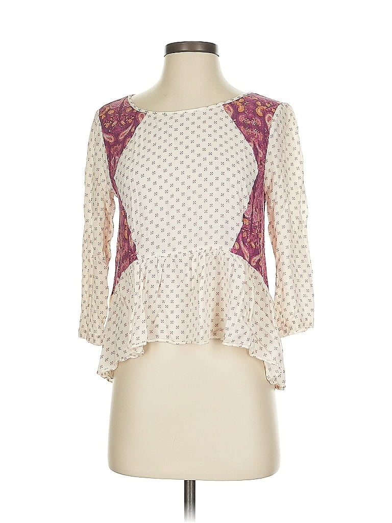 Pre-owned Free People 3/4 Sleeve Blouse In White