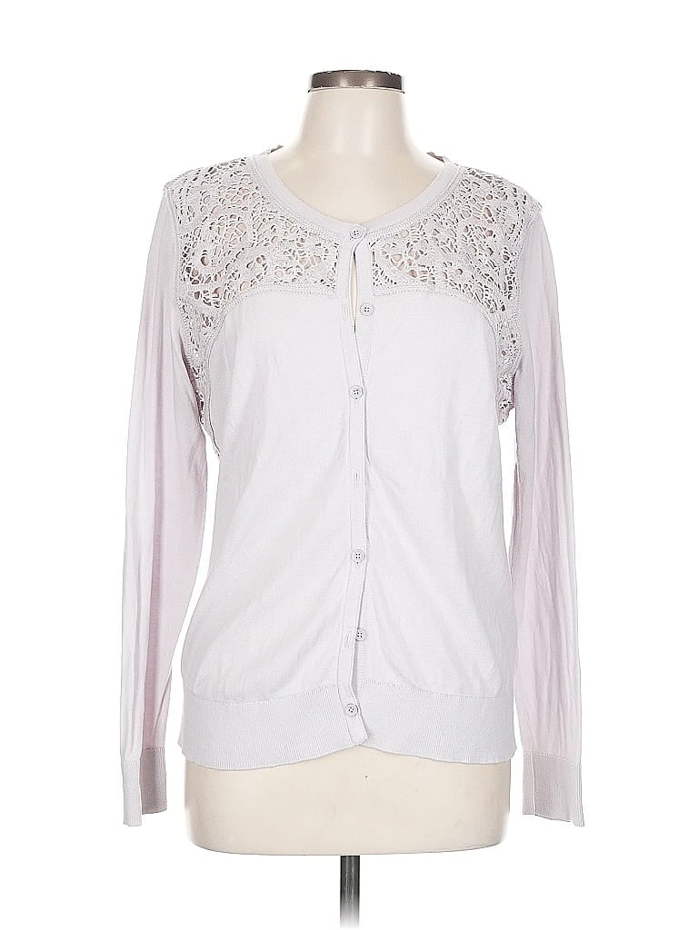 Pre-owned Cabi Long Sleeve Blouse In Silver