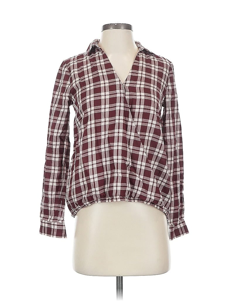 Pre-owned Madewell Long Sleeve Blouse In Burgundy