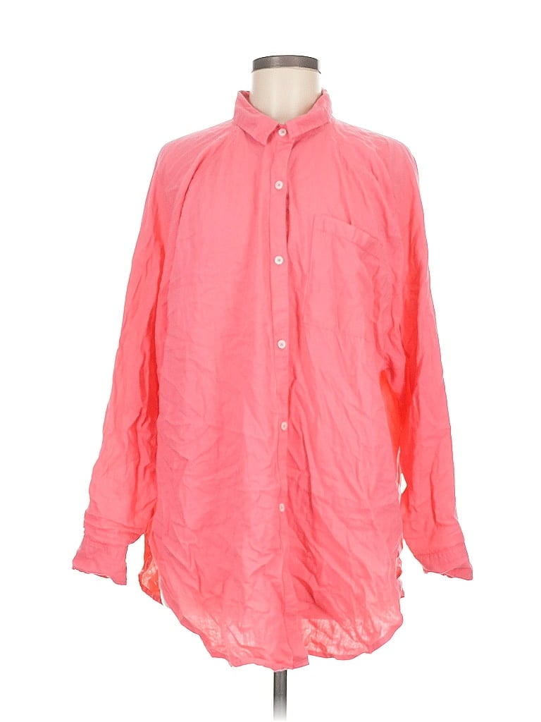 Pre-owned Aerie Long Sleeve Button Down Shirt In Pink