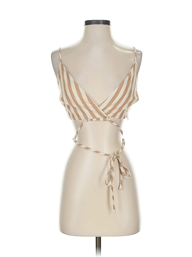 Pre-owned Gilli Tank Top Tan Plunge Neckline Tops In Brown