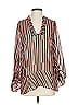 CAbi 100% Polyester Stripes Brown 3/4 Sleeve Blouse Size XS - photo 1