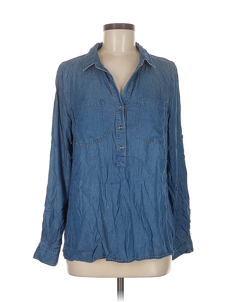 MARKET & SPRUCE Pre-owned Long Sleeve Blouse In Blue