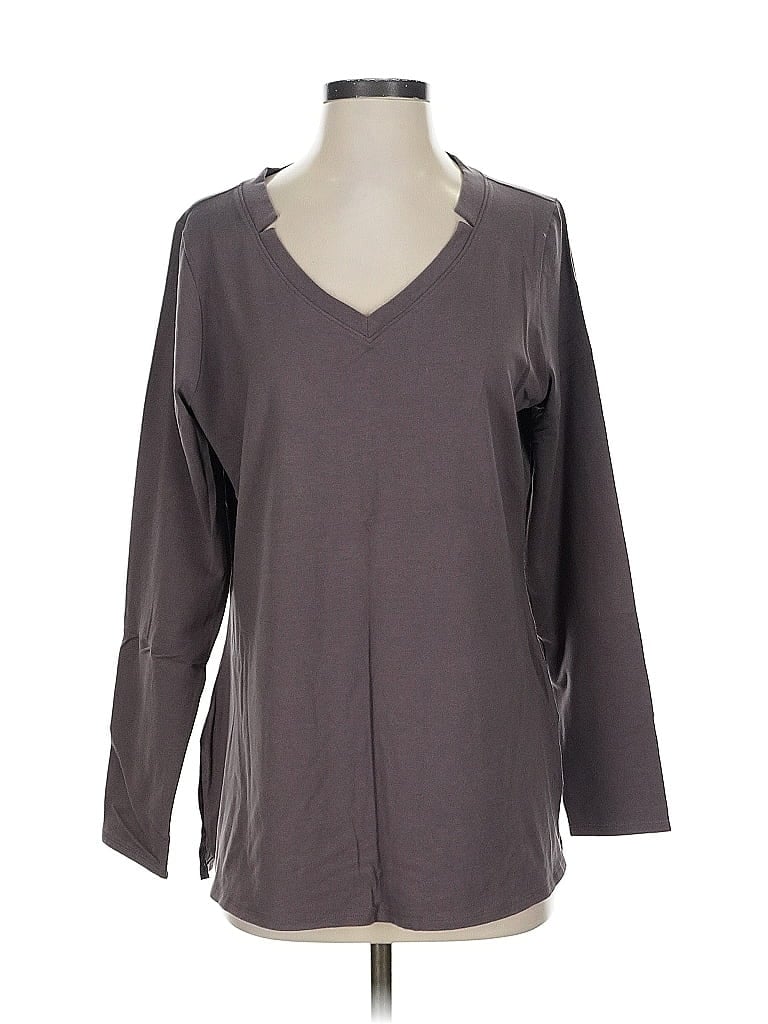 Pre-owned Belle By Kim Gravel 3/4 Sleeve T-shirt In Gray