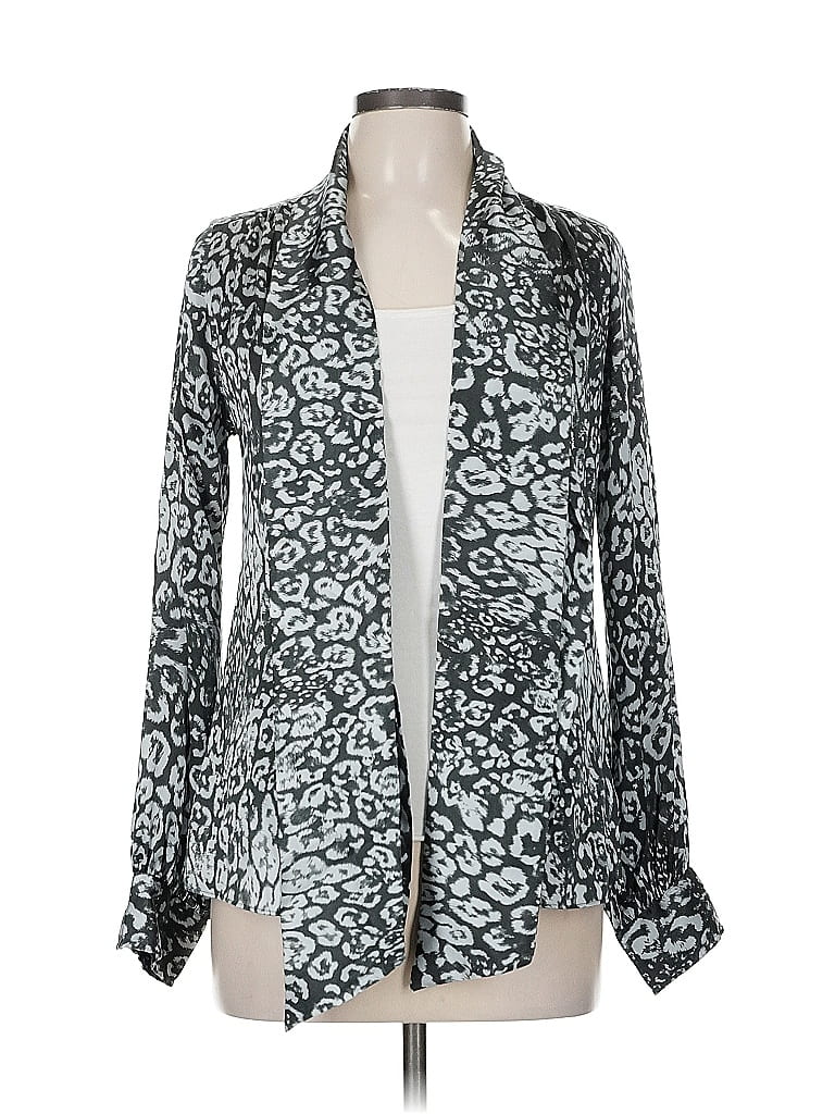 Pre-owned Ann Mashburn Silk Blazer Jacket In Silver