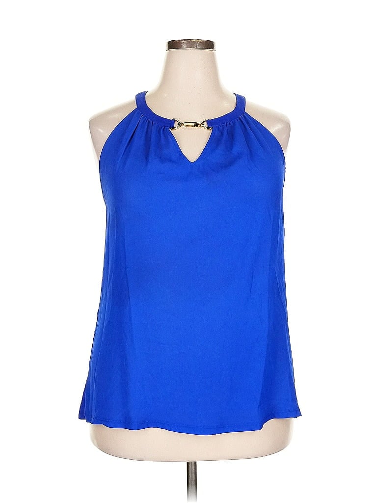 Pre-owned Inc International Concepts Sleeveless Blouse In Blue