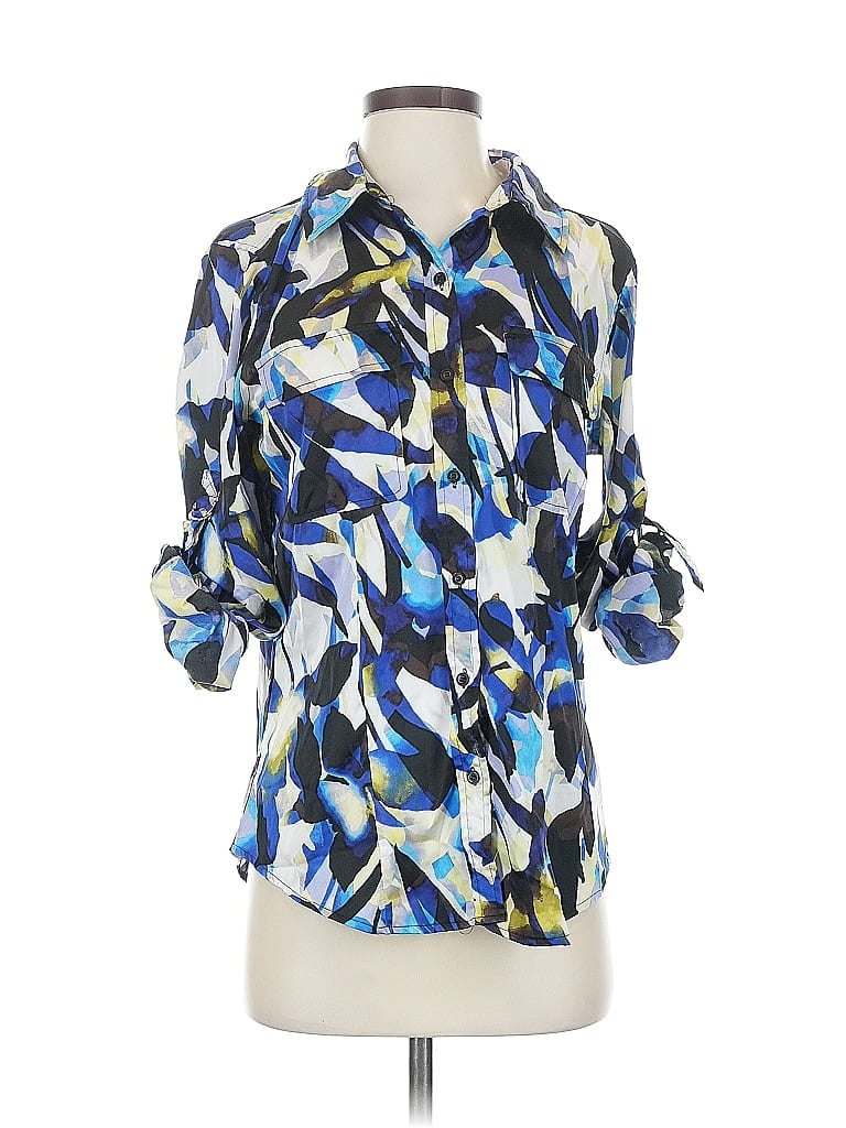 Pre-owned Calvin Klein 3/4 Sleeve Blouse In Blue
