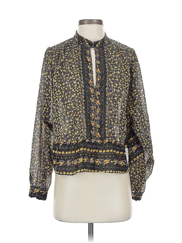 Pre-owned Free People Long Sleeve Blouse In Gold