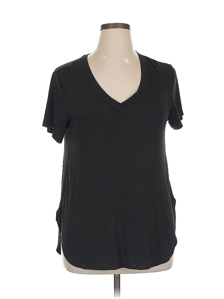 Pre-owned Apana Short Sleeve Top Black V Neck Tops