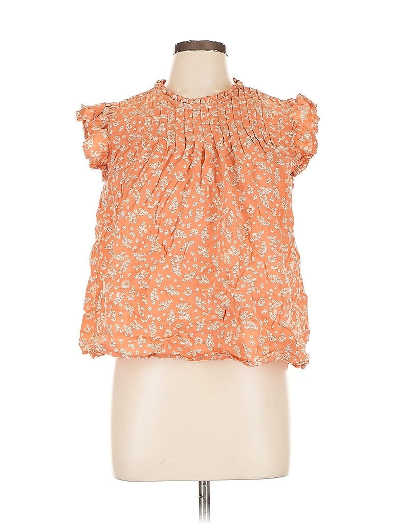 Pre-owned A.n.a. A New Approach Short Sleeve Blouse In Orange