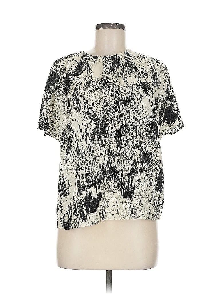 Pre-owned Banana Republic Factory Store Short Sleeve Blouse In Silver