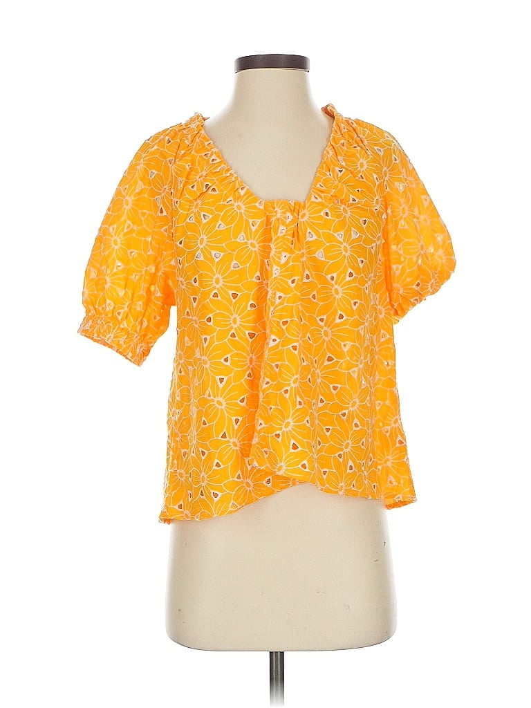Click to view more detailed imagery on our partner's website Pre-owned Never A Wallflower Short Sleeve Blouse In Orange