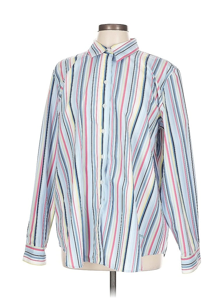 Pre-owned Unbranded Long Sleeve Button Down Shirt In Blue