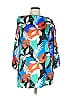 IMAN Tropical Blue 3/4 Sleeve Blouse Size L - photo 1