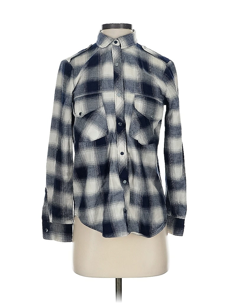 Pre-owned Zara Basic Long Sleeve Blouse In Blue