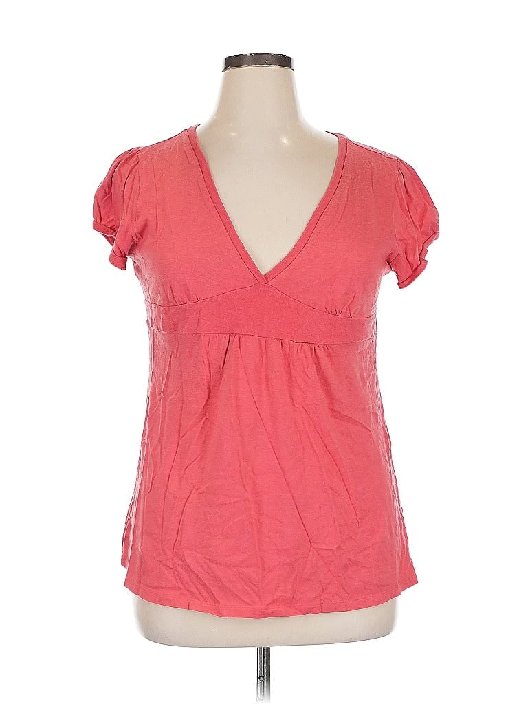 Pre-owned Sonoma Life + Style Short Sleeve Top Pink Sweetheart Neckline Tops