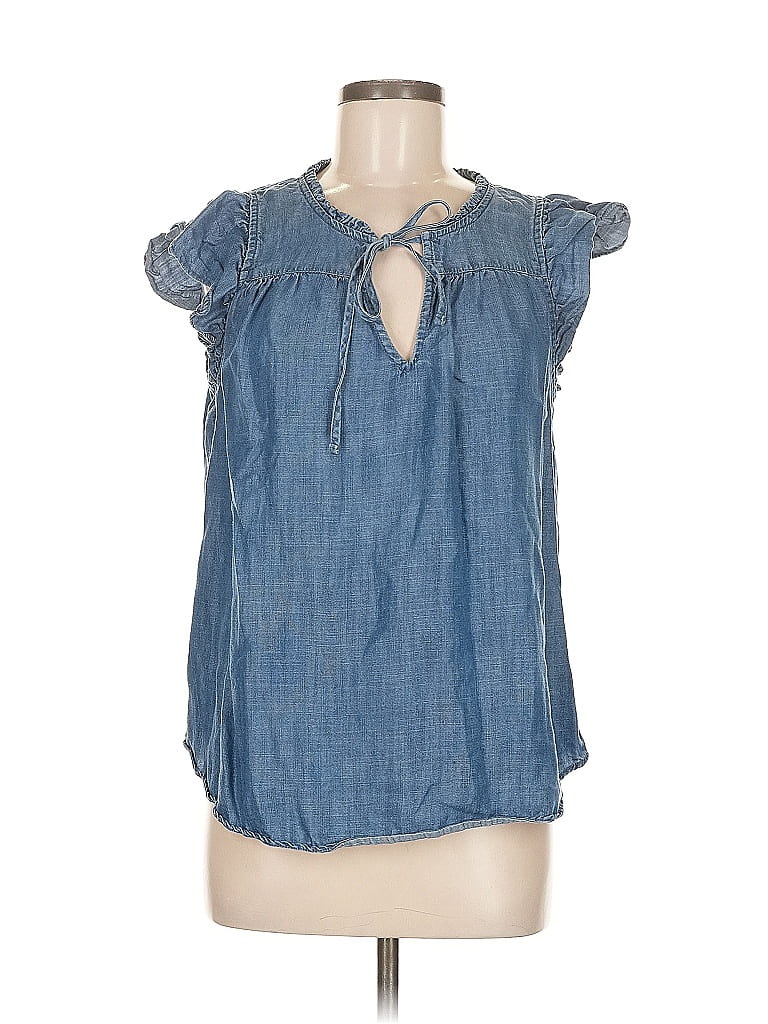 Pre-owned Lc Lauren Conrad Short Sleeve Blouse In Blue