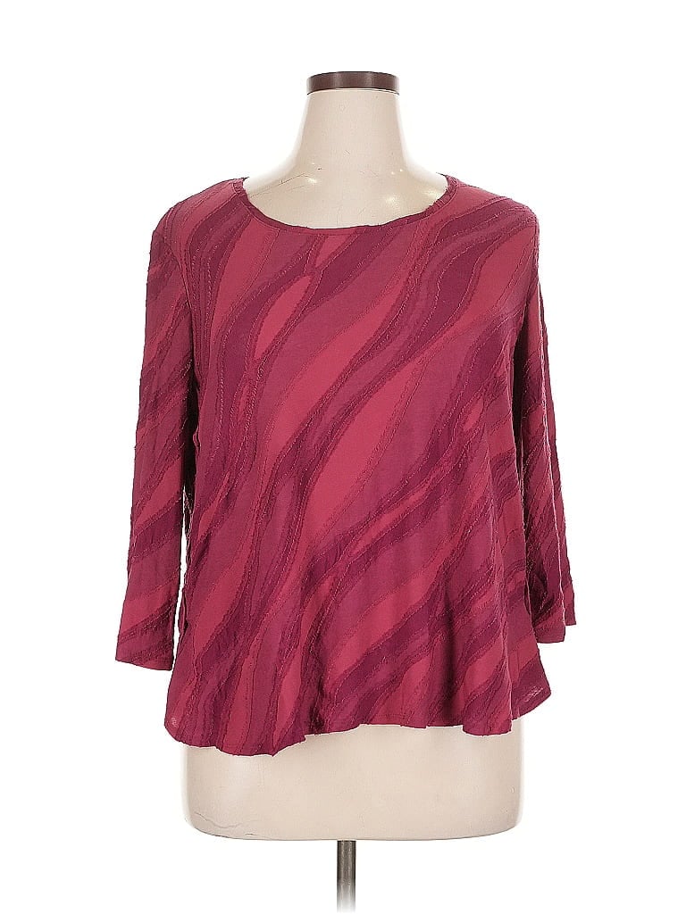 Pre-owned Simply Vera Vera Wang 3/4 Sleeve Top Burgundy Boatneck Tops